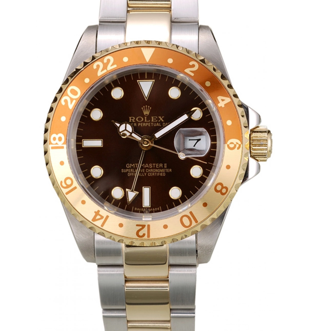 Gold Master Bezel GMT Dial Colored Brown Ceramic Watch Rolex II 0820